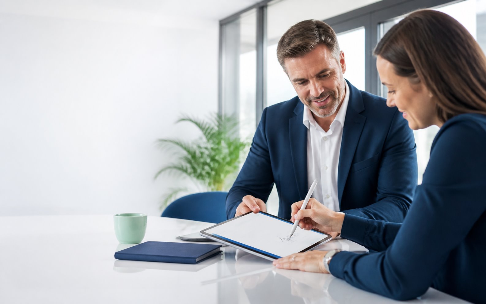 Signature électronique d’un document sur tablette en présence d’un conseiller